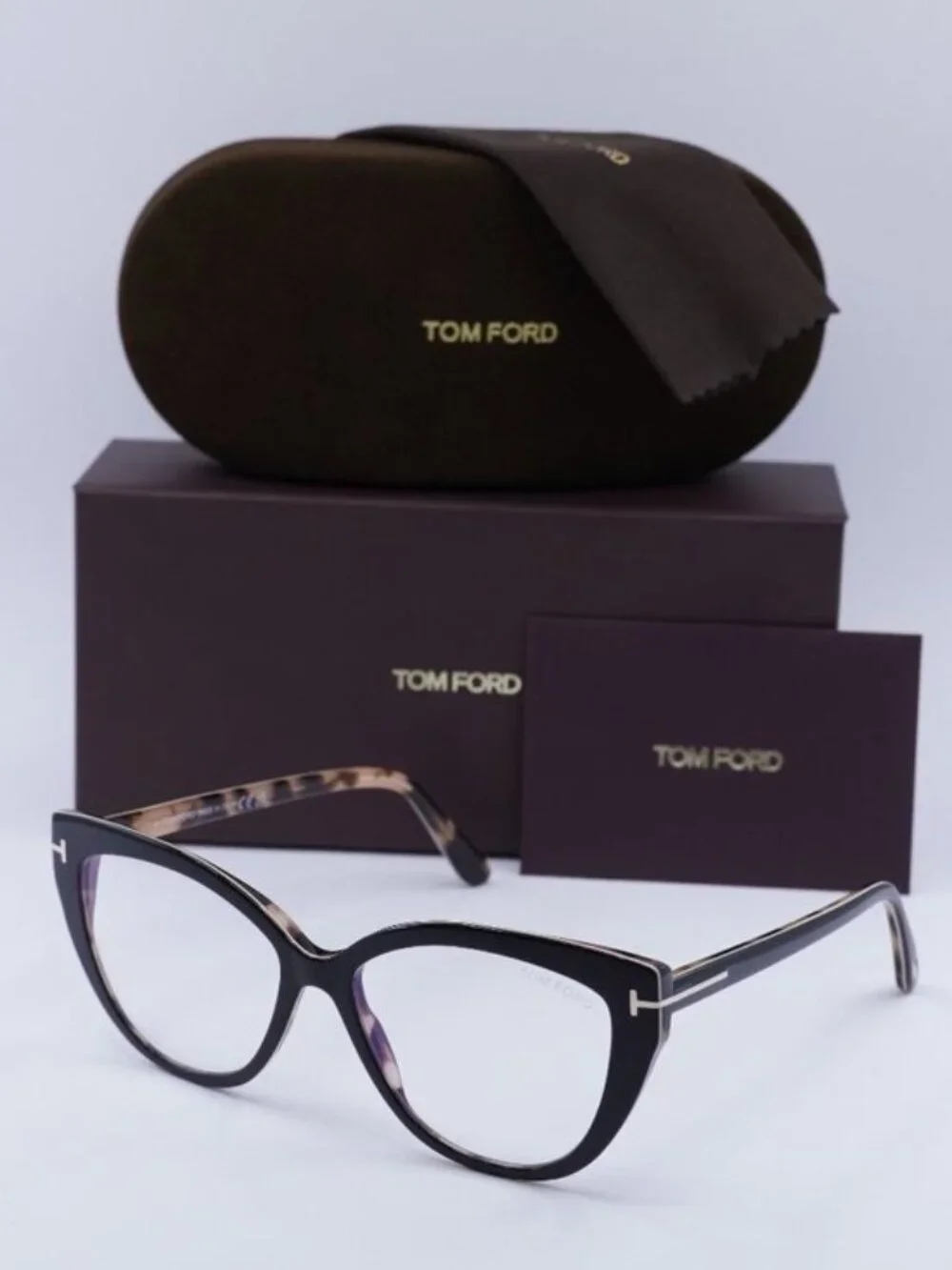 Tom Ford FT5673-B 005 Cat Eye Eyeglasses 54mm – Black / Blue Light Block